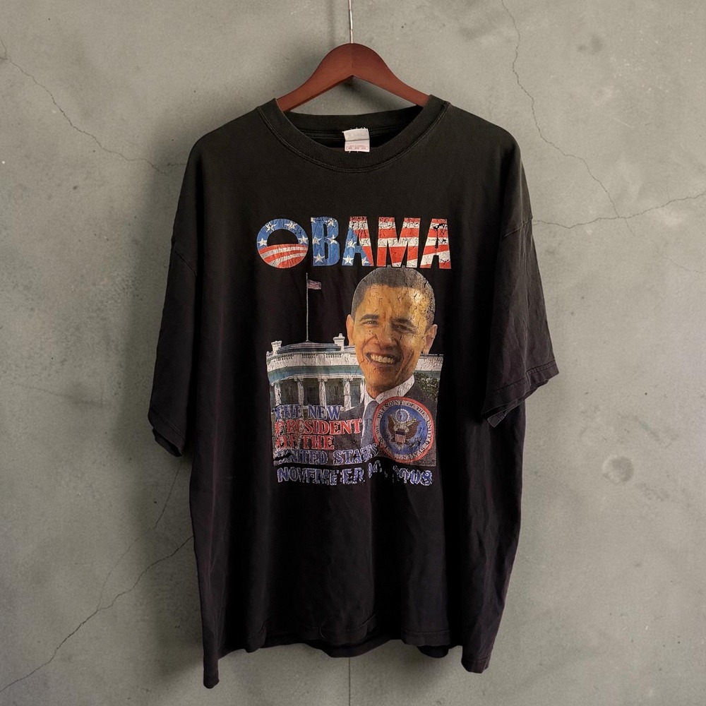 Vintage Barack Obama 2008 President T-Shirt Black 2XL TND Graphic Tee Mens